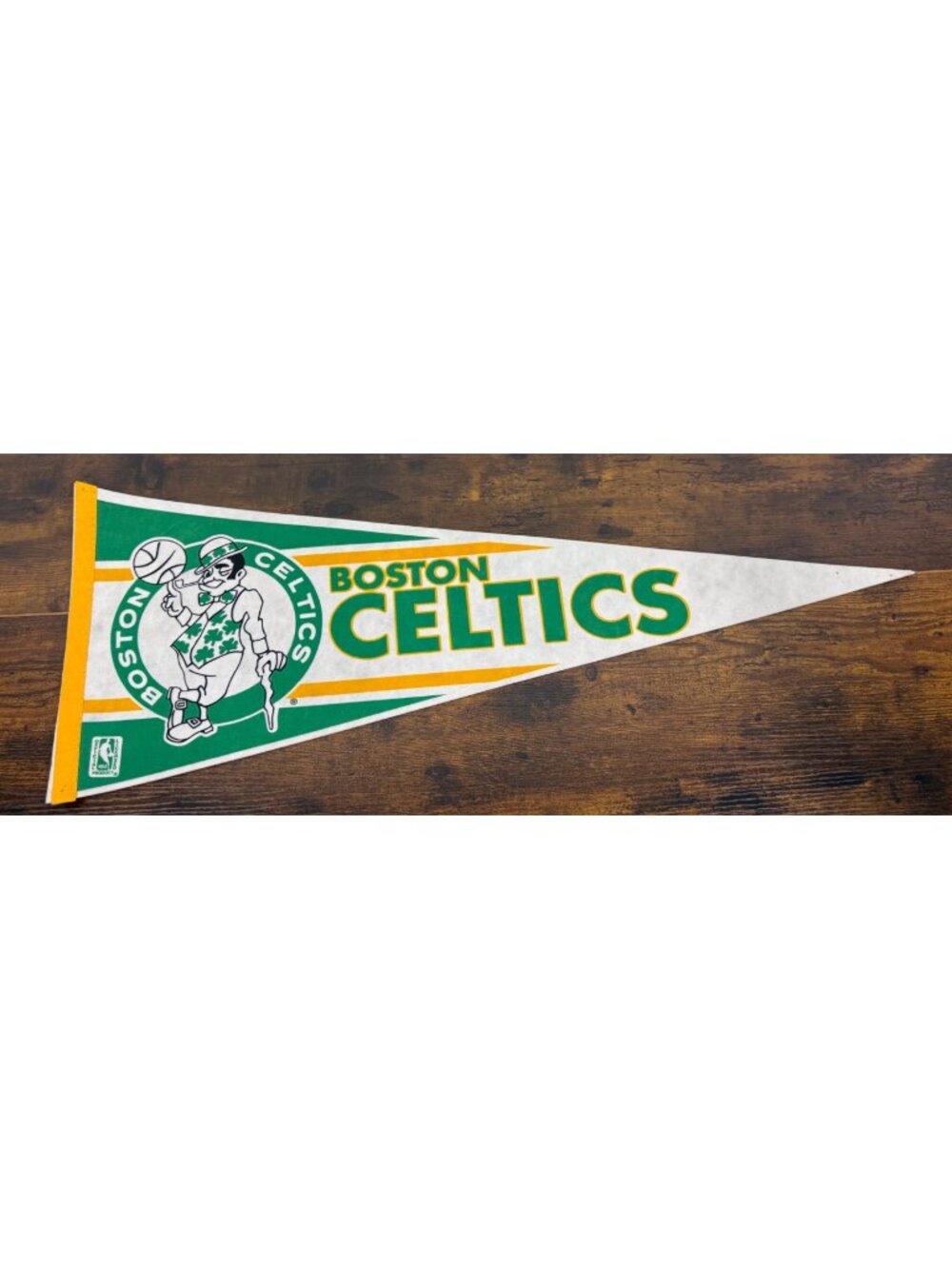 Vintage Boston Celtics NBA Licensed Felt Pennant With Shamrock Mascot